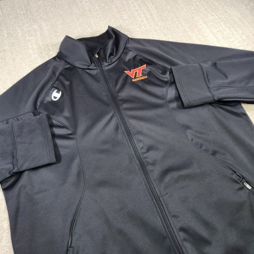 Virginia Tech‎ Hokies Jacket Men XL Black Champion Cold Weather Gear VT Baseball